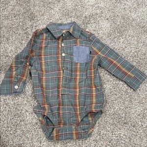 OshKosh B'gosh Multicolor Plaid Button Down Bodysuit